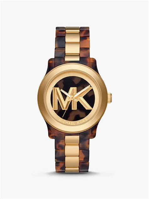 michael kors watch gold and tortoise|Michael Kors tortoise shell acetate.